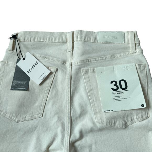 NEW Re/Done 70s Stovepipe Jeans Vintage White - Picture 7 of 12